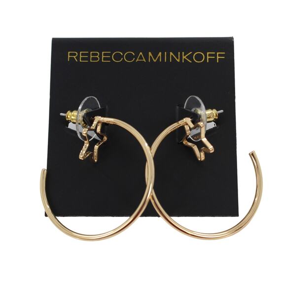 Rebecca Minkoff Gold Hoop Star Earrings $38 Tags #RM023 - Picture 1 of 4